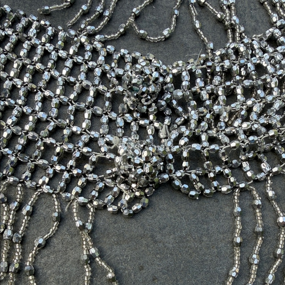 Silver Fringe Statement Belt/Shawl - NOTE SIZING - Picture 5 of 7